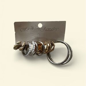 Fashion Jewelry Mixed Metal and Pearl Earring Set